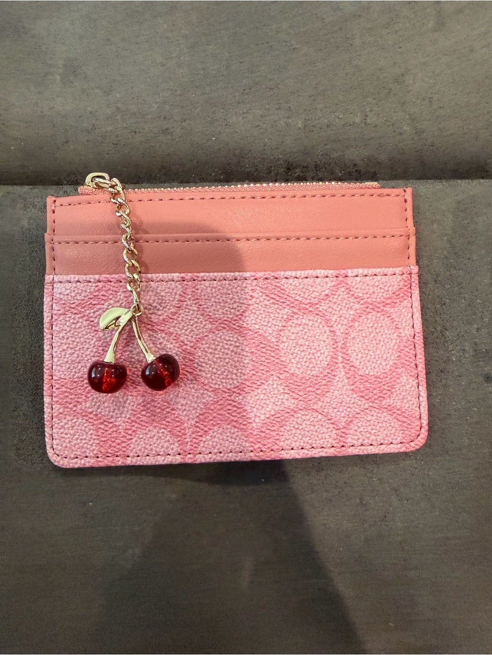 Designer inspired Pink Cherry Signature Card Case Wallet